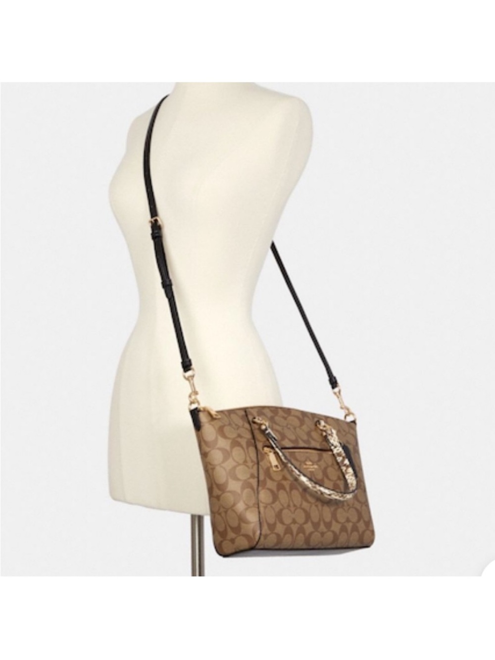 COACH Prairie Satchel / Shoulder In Colorblock
Signature Canvas Khaki/Black - Picture 11 of 16